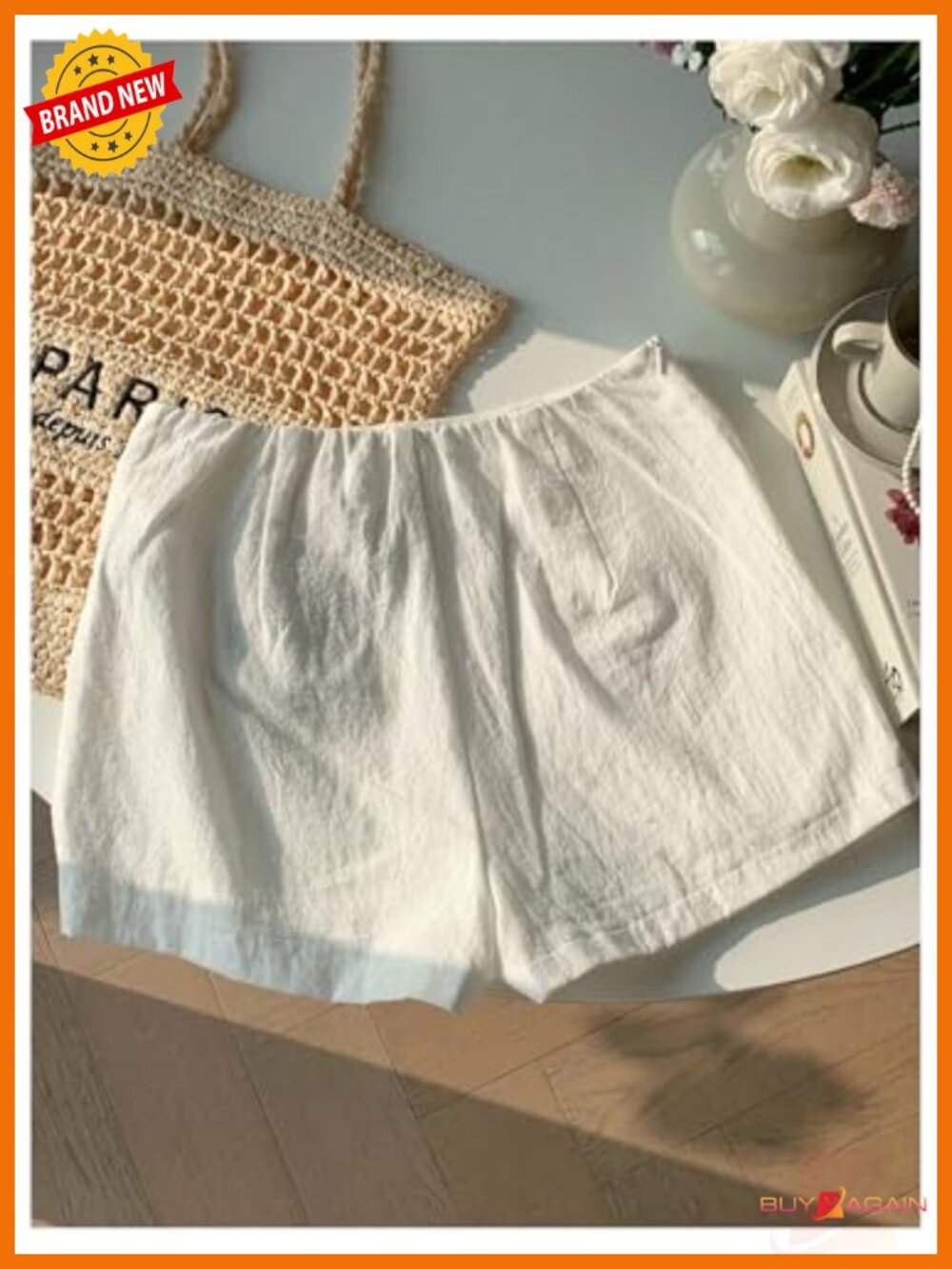 Women's Linen Criss Cross Lace Up Low Rise Skorts Beach Casual Shorts - Picture 2 of 6